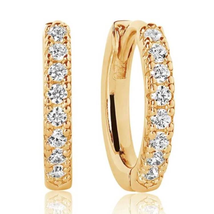Sif Jakobs Ellera 18ct Gold Plated Sterling Silver White Zirconia Hoop Earrings - Silver