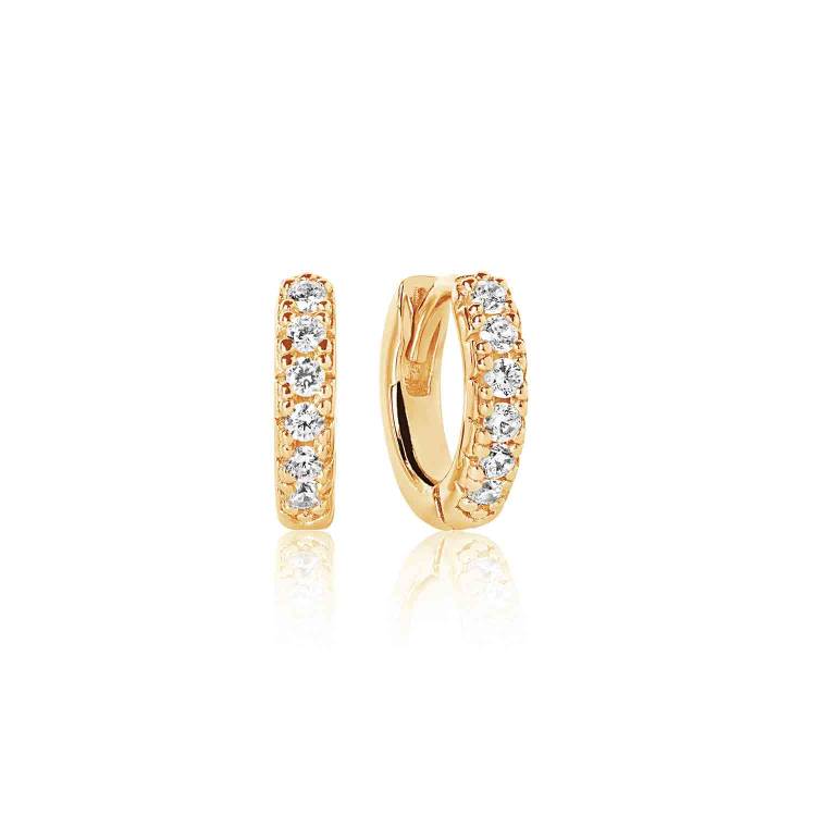 Sif Jakobs Ellera Piccolo 18ct Gold Plated Sterling Silver White Zirconia Hoop Earrings - Silver