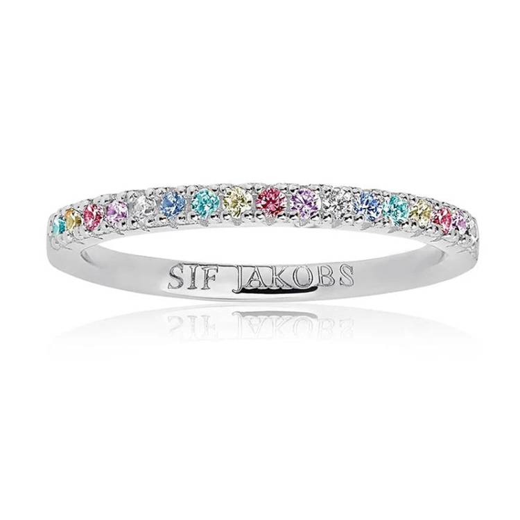 Sif Jakobs Ellera Sterling Silver Multicolour Zirconia Band Ring - 50