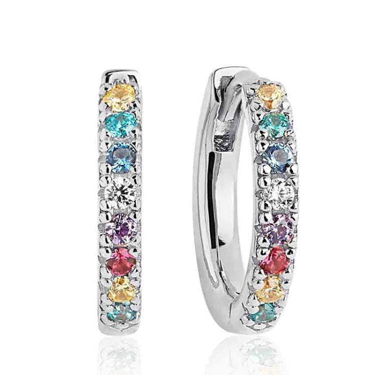 Sif Jakobs Ellera Sterling Silver Multicolour Zirconia Hoop Earrings - Silver