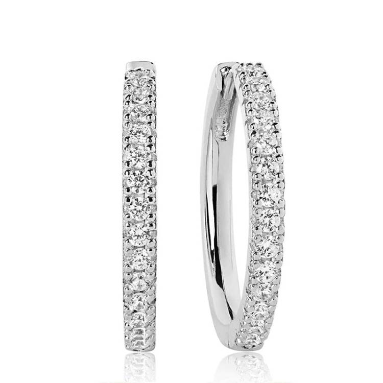Sif Jakobs Ellera Sterling Silver White Zirconia Grande Hoop Earrings - Silver