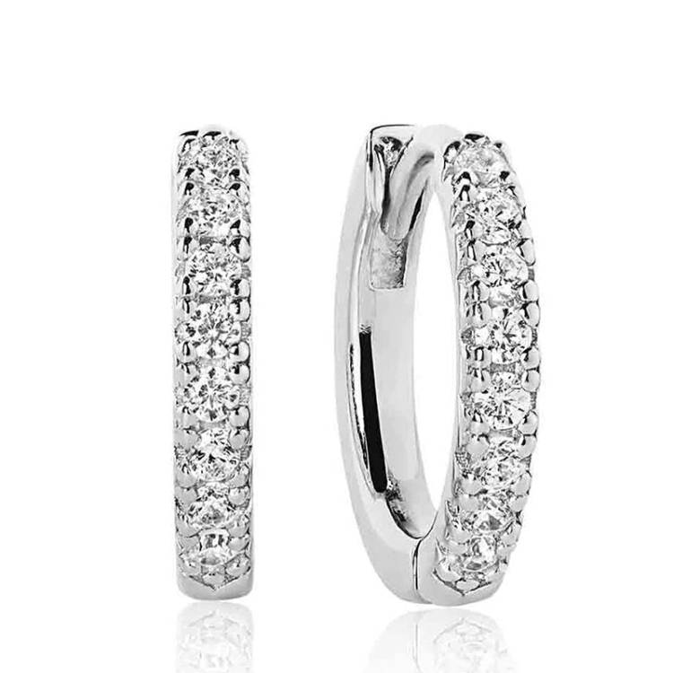 Sif Jakobs Ellera Sterling Silver White Zirconia Hoop Earrings - Silver