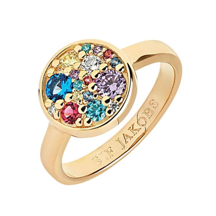 Sif Jakobs Novara 18ct Gold Plated Sterling Silver Multicolour Zirconia Ring D - 56