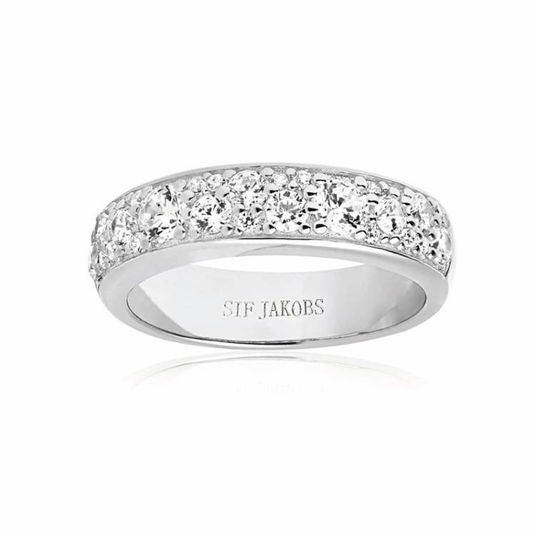 Sif Jakobs Novara Sterling Silver White Zirconia Band Ring D - 52