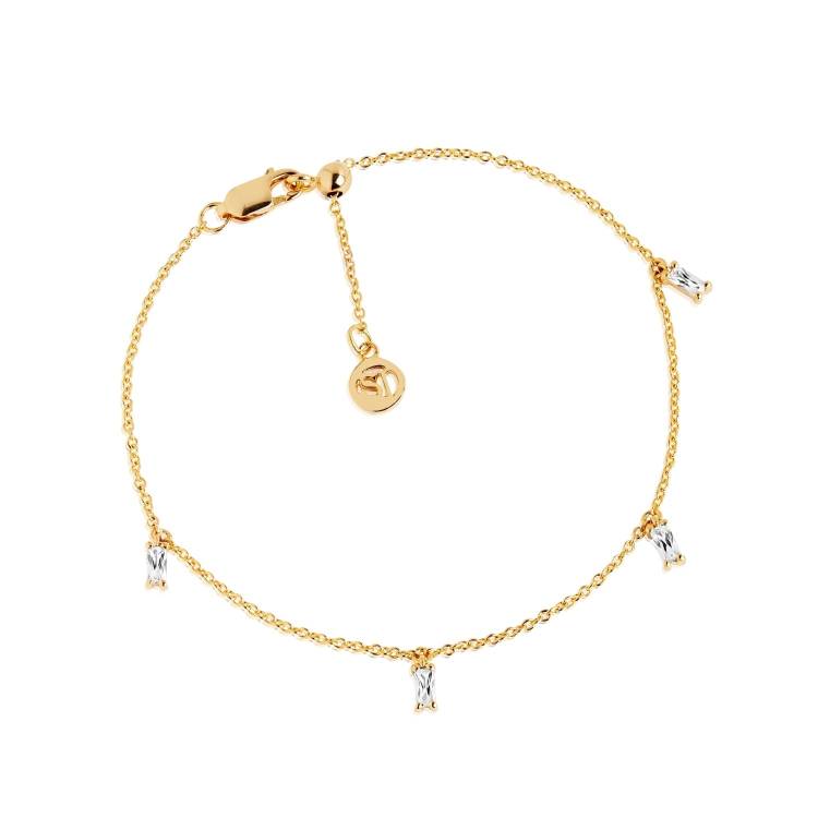 Sif Jakobs Princess 18ct Gold Plated Sterling Silver White Zirconia Baguette Bracelet - Silver