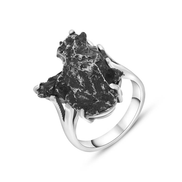 Sterling Silver Meteorite Unique Ring D - P.5