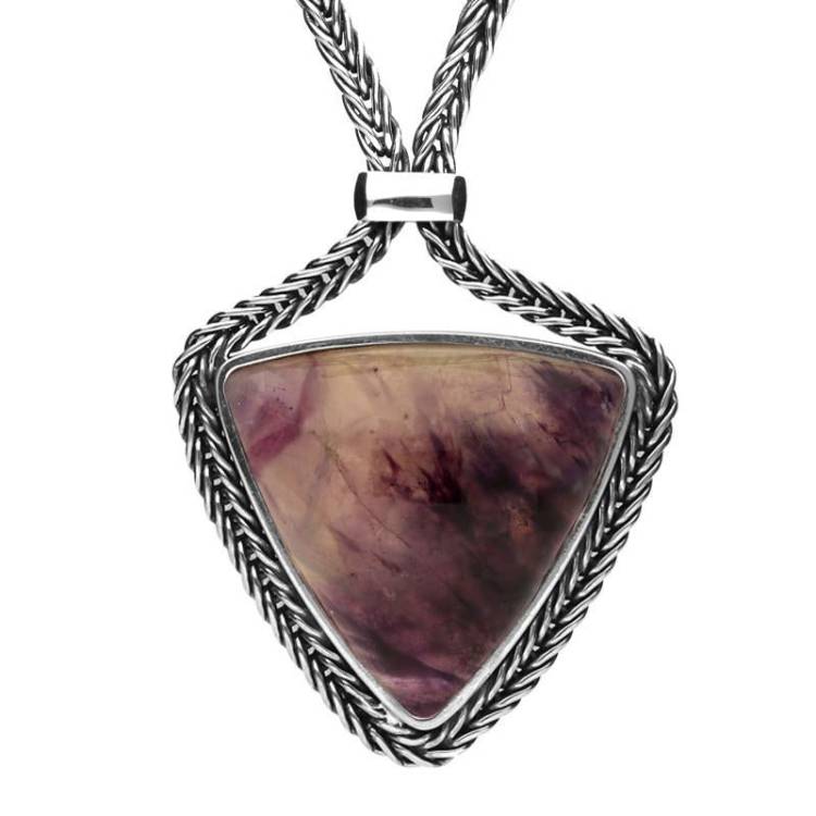 Sterling Silver Blue John Foxtail Triangular Necklace D - Silver