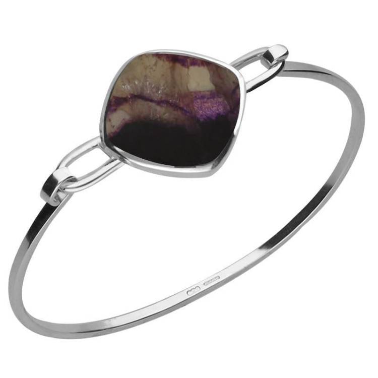 Sterling Silver Blue John Slim Cushion Bangle - Option1 Value Silver