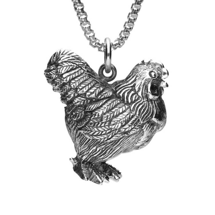Sterling Silver Easter Large Hen Necklace - Option1 Value Silver