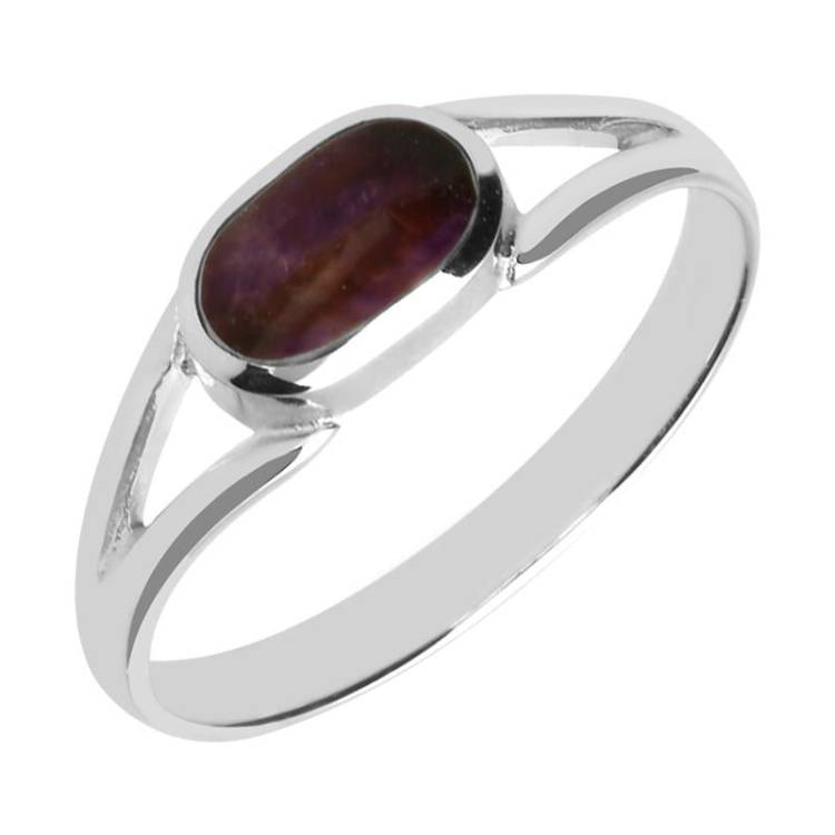 Sterling Silver Blue John Oval Split Shoulder Ring - Option1 Value Silver