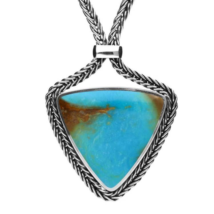 Sterling Silver Turquoise Triangular Foxtail Necklace D - Option1 Value Silver
