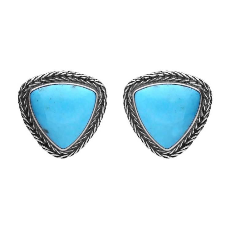 Sterling Silver Turquoise Triangular Large Foxtail Earrings D - Option1 Value Silver