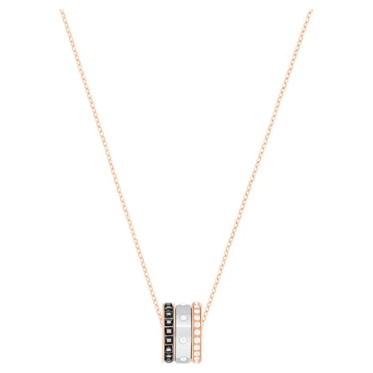 Swarovski Hint Mixed Metal Finish Black Necklace D - Silver
