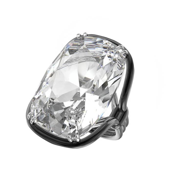 Swarovski Harmonia Oversized White Crystal Ring Size 52 - Silver