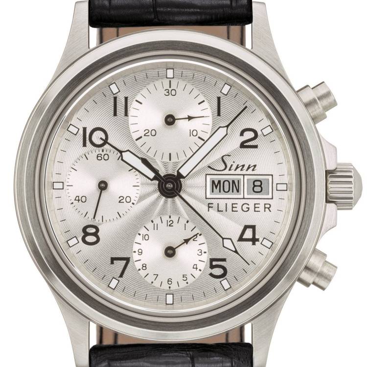 Sinn Watch 356 Sa Pilot III Aligator Leather Black - Silver
