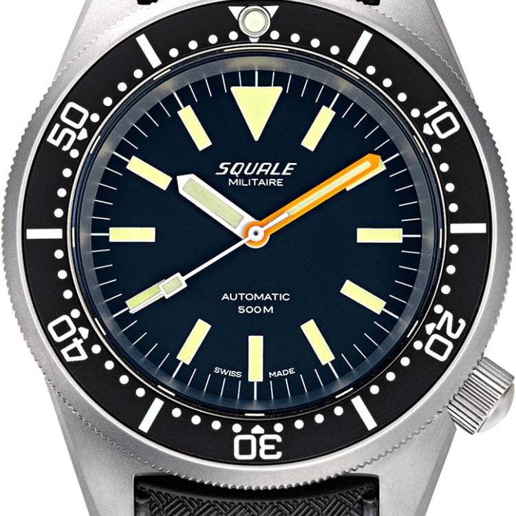 Squale Watch 1521 Militaire Steel Blasted Rubber - Black