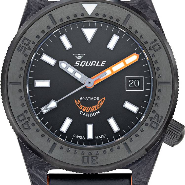Squale Watch T183 Orange Forged Carbon Leather