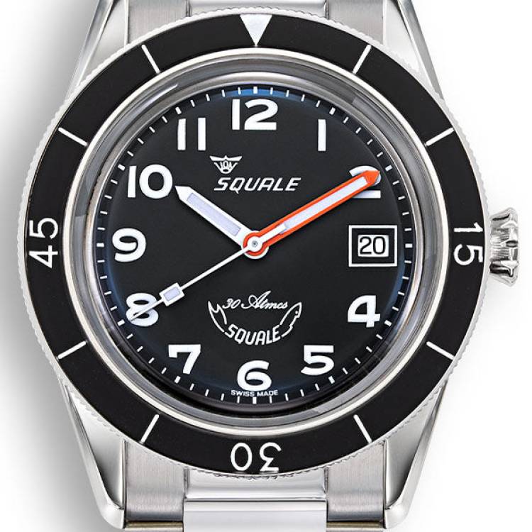 Squale Watch Sub-39 Black Arabic Bracelet - Black