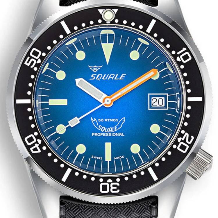 Squale Watch 1521 Blue Ray Rubber - Blue