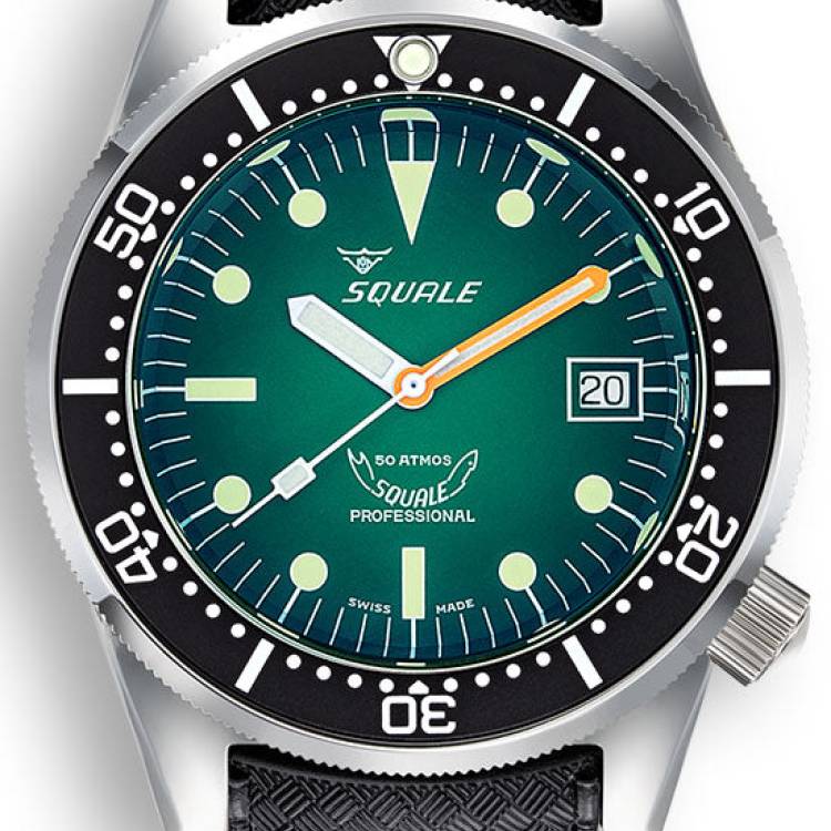 Squale Watch 1521 Green Ray Rubber