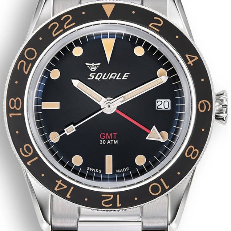 Squale Watch Sub-39 GMT Vintage Black Bracelet