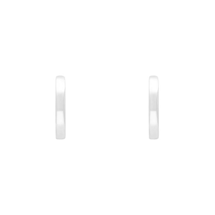 Sterling Silver 14mm Round Domed Hoop Earrings - Silver