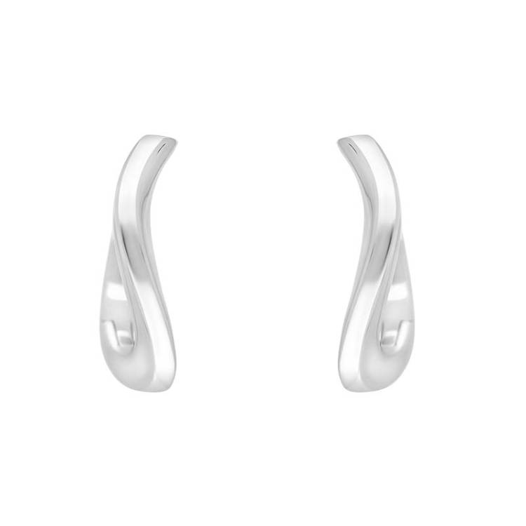 Sterling Silver 15x12mm Twisted Horseshoe Hoop Earrings - Silver