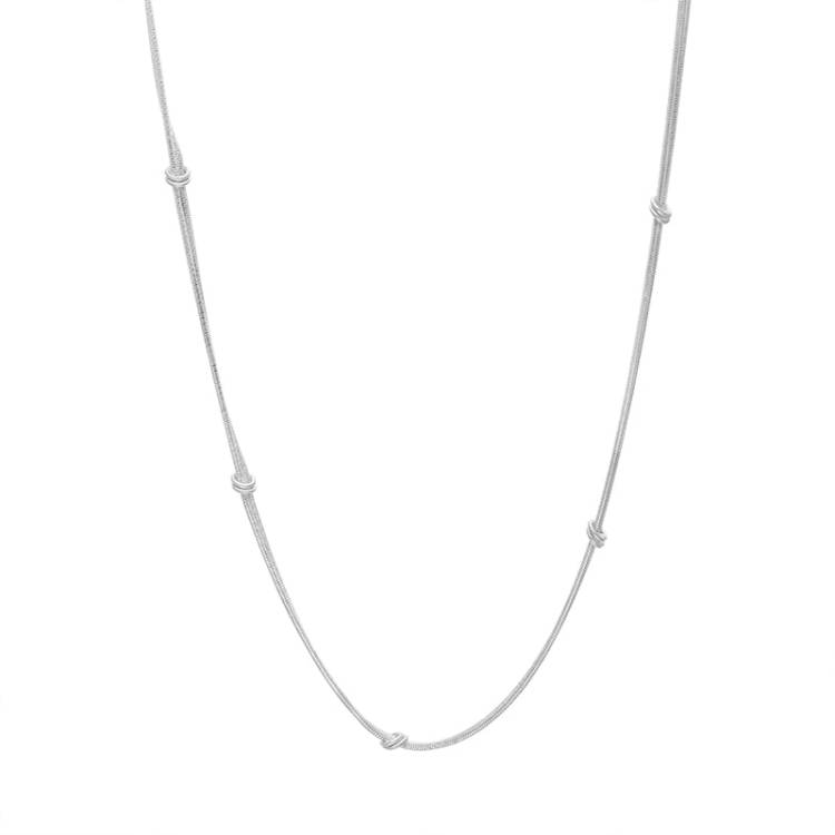 Sterling Silver 16 Inch Double Snake Knotted Chain - Silver