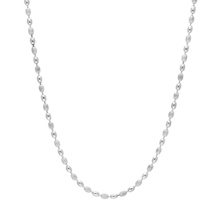 Sterling Silver 16 Inch Polished and Satin Finish Oval Bead Link Chain - Silver