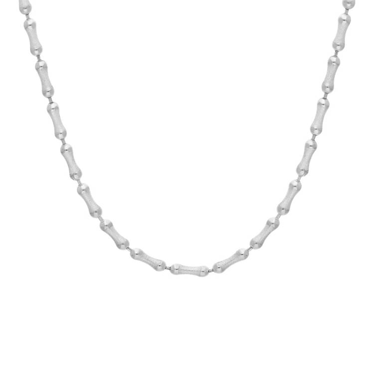 Sterling Silver 16 Inch Satin Finish Bone Shaped Link Chain - Silver