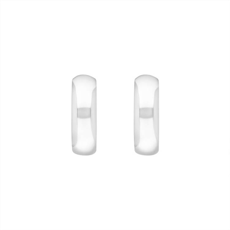 Sterling Silver 16mm Round Domed Hoop Earrings - Silver