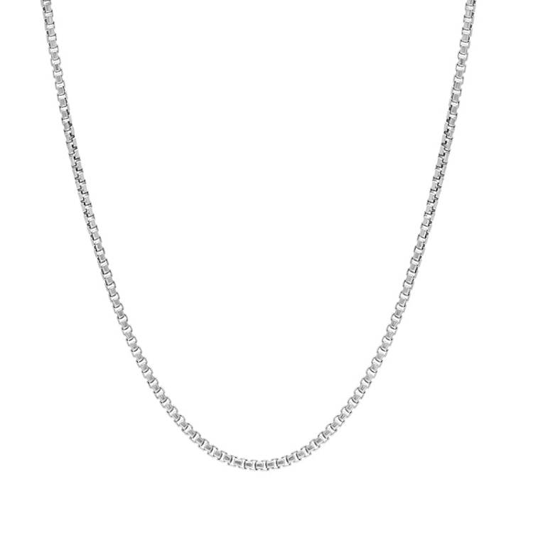 Sterling Silver 18 Inch Rhodium Plated Box Chain - Silver