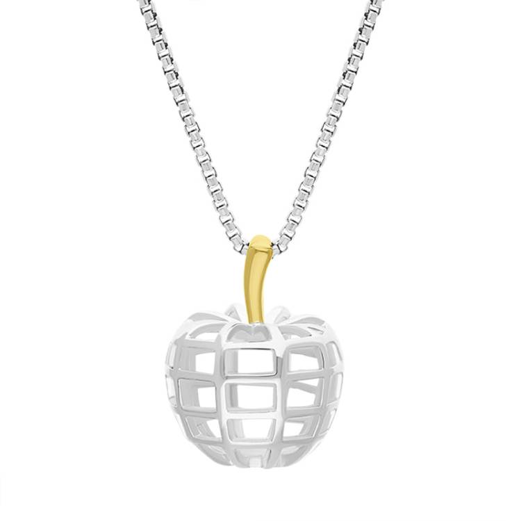 Sterling Silver 18ct Yellow Gold Plated Chatsworth Garden Apple Small Pendant - Silver