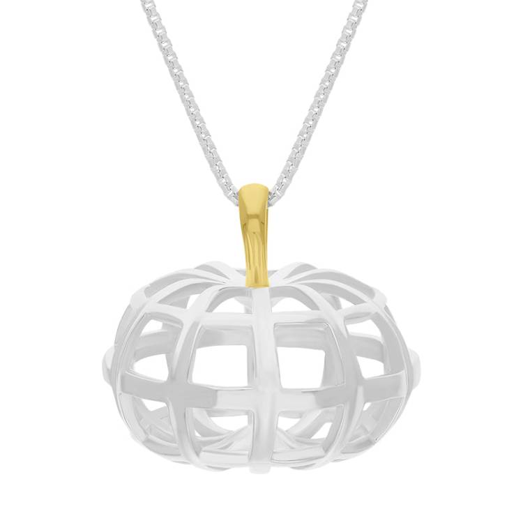 Sterling Silver 18ct Yellow Gold Plated Chatsworth Garden Pumpkin Large Pendant D - Silver