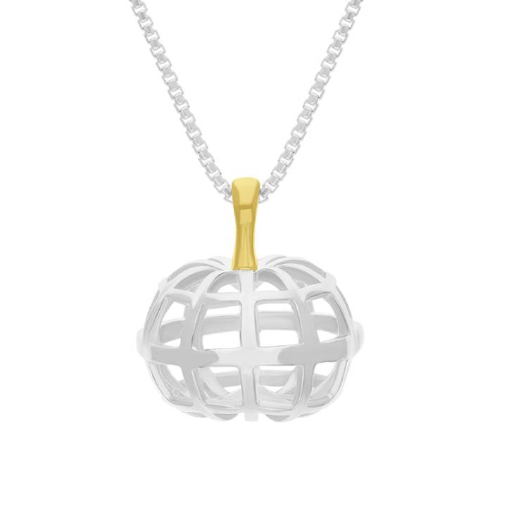 Sterling Silver 18ct Yellow Gold Plated Chatsworth Garden Pumpkin Small Pendant - Silver
