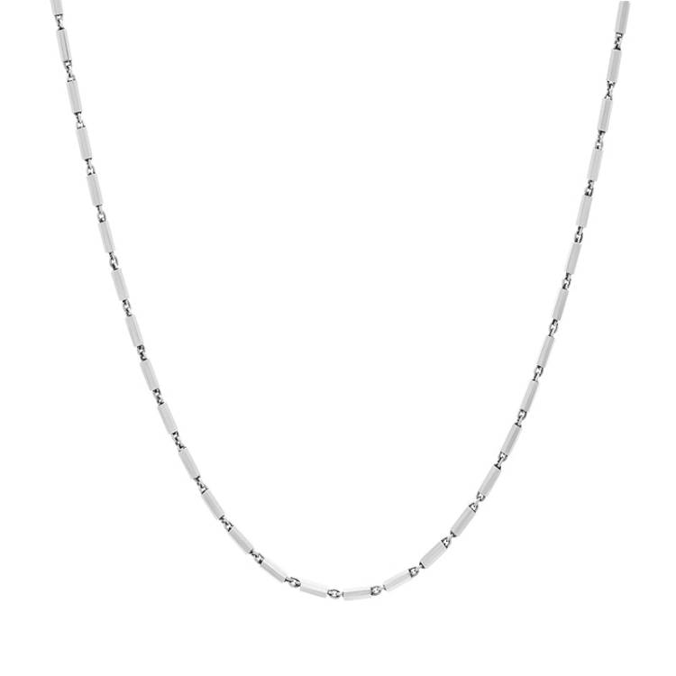 Sterling Silver 20 Inch Octagonal Cylinder Link Chain - Silver