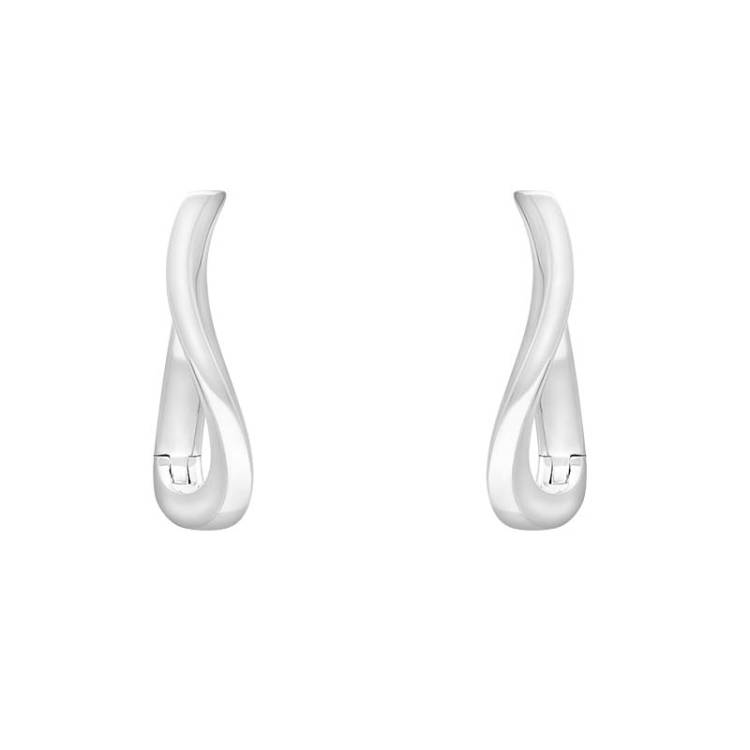 Sterling Silver 20x14mm Twisted Hoop Earrings - Silver