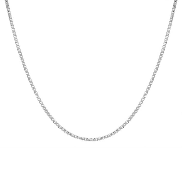 Sterling Silver 24 Inch Rounded Box Chain - Silver