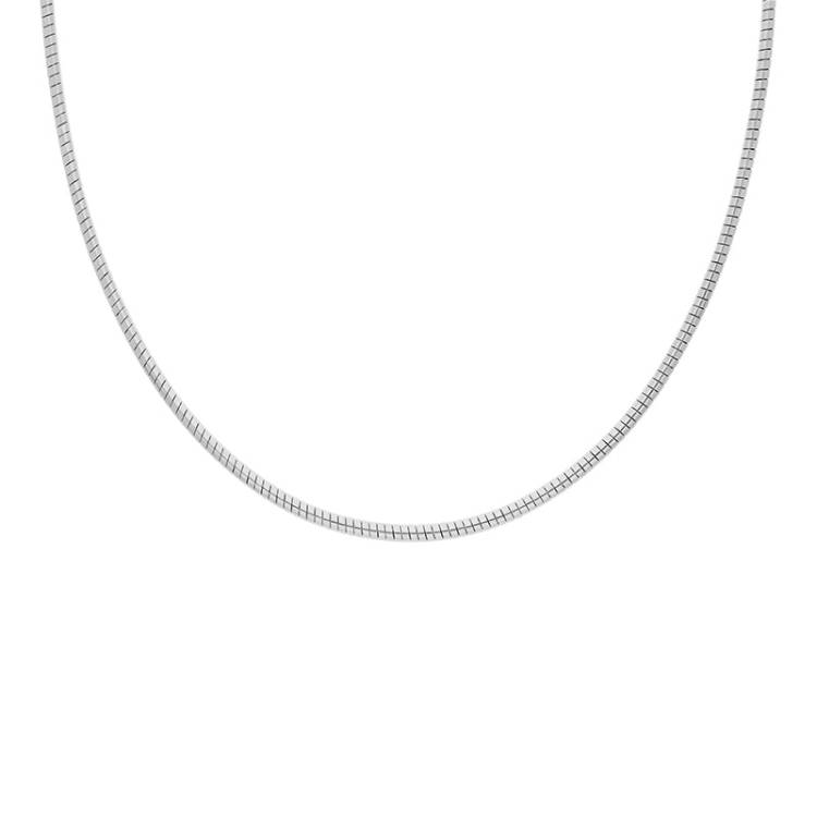 Sterling Silver 42cm Round Flexible Collar Chain - Silver