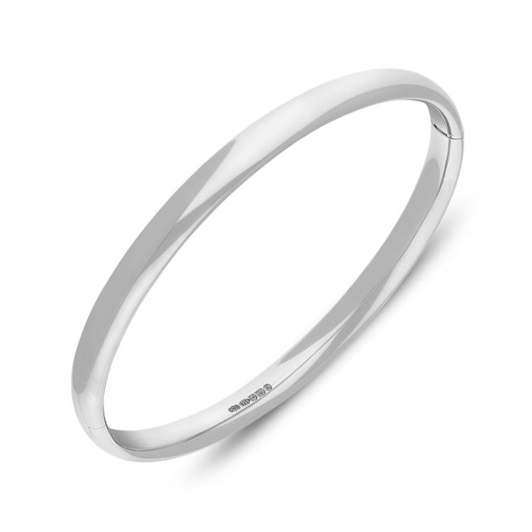 Sterling Silver 4mm Domed Hinged Bangle