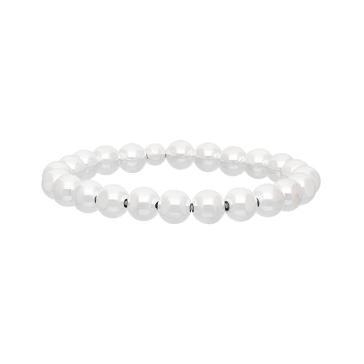 Sterling Silver 8mm White Bead Bracelet - Silver
