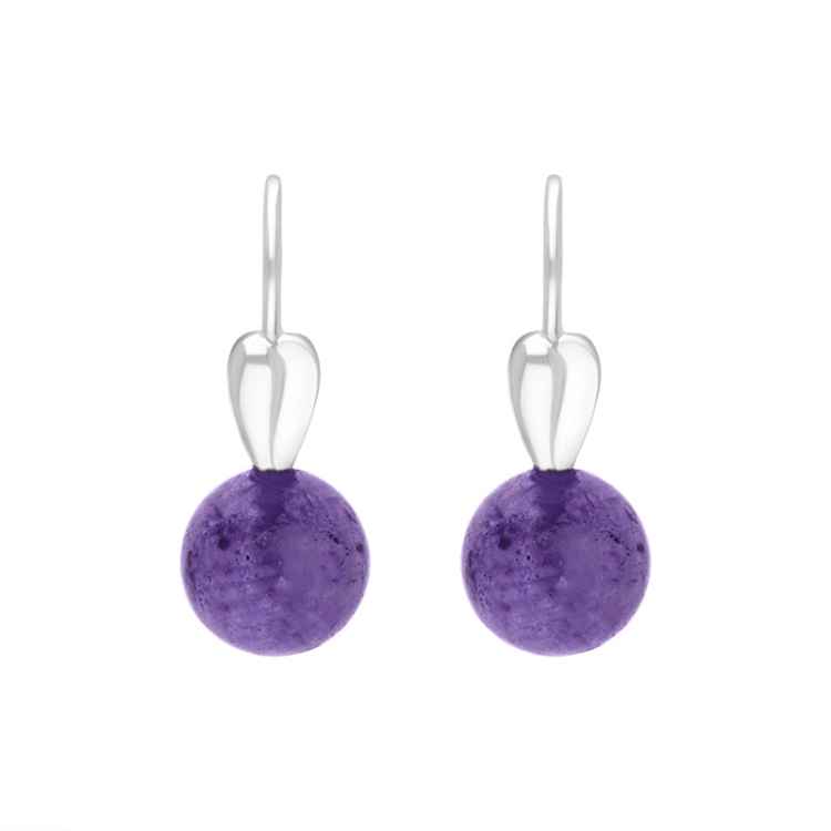 Sterling Silver Blue John Bead Hook Earrings - Silver