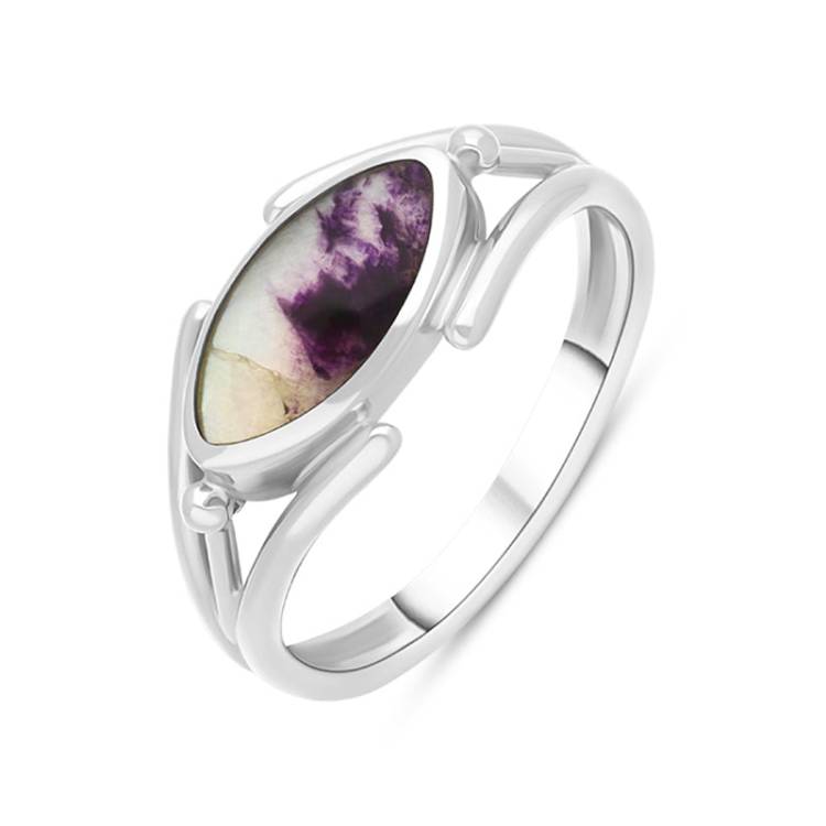 Sterling Silver Blue John Marquise Open Shank Ring - Silver