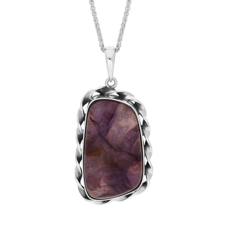 Sterling Silver Blue John Pendant Necklace D - Silver