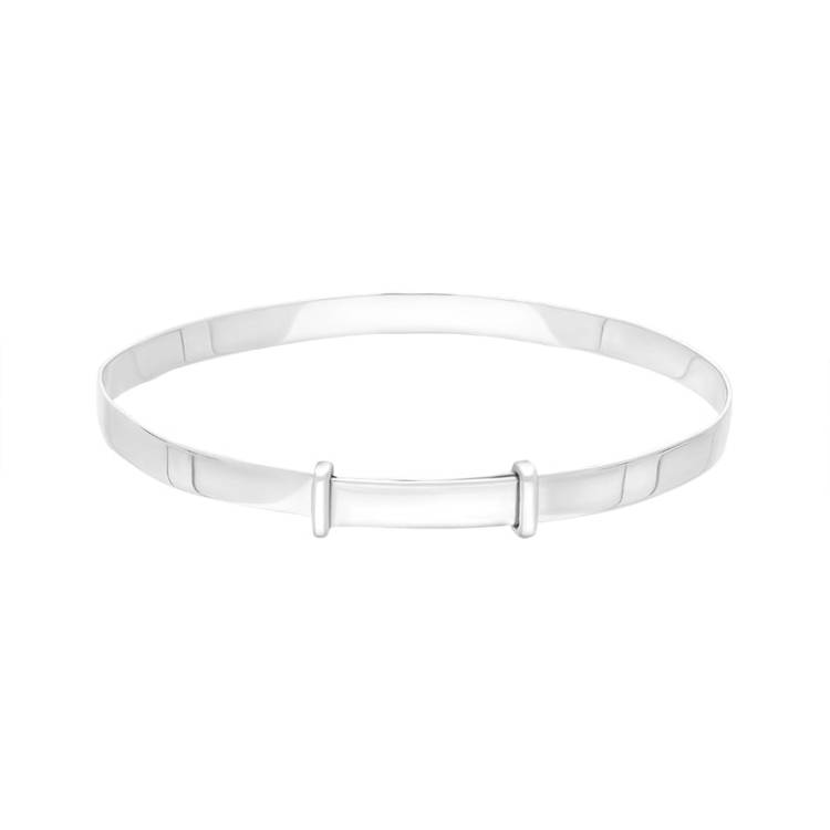 Sterling Silver Large Feature Hallmark Baby Bangle D - Silver