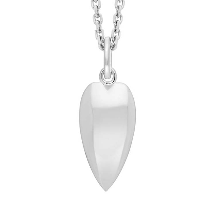 Sterling Silver Long Heart Necklace D - Silver