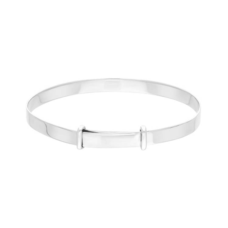 Sterling Silver Medium Feature Hallmark Baby Bangle D - Silver