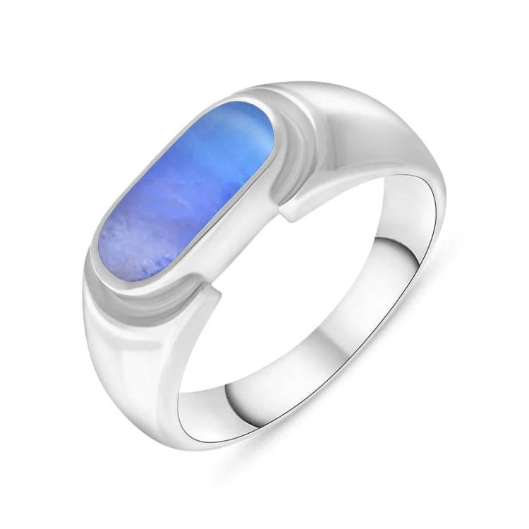 Sterling Silver Moonstone Oval Dodgem Ring - Silver