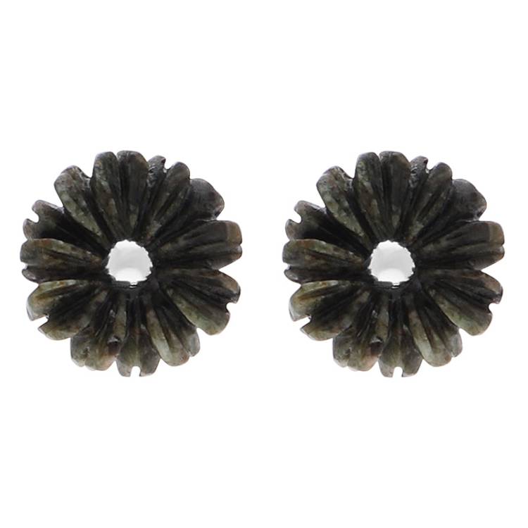 Sterling Silver Preseli Blue Stone Tuberose Daisy 8mm Stud Earrings - Silver