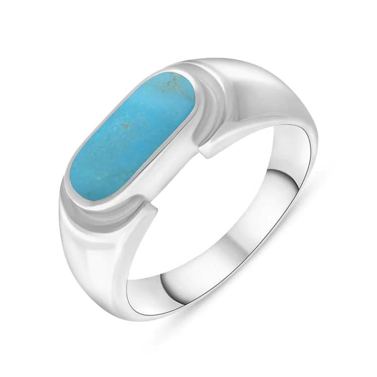 Sterling Silver Turquoise Oval Dodgem Ring - Silver